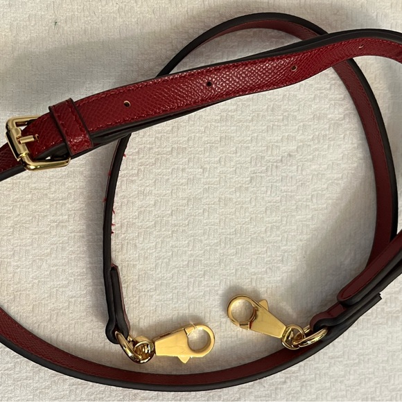 Red Kelly Style Top Handle Structured Satchel with Turn Lock and Key #valentines - Picture 11 of 12